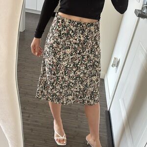 Abercrombie and fitch floral midi skirt black and pink flowers